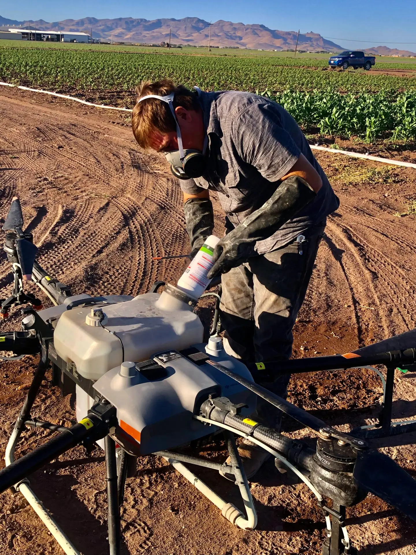 Foto de campo de aplicación de Ele-N-Amin vía drone